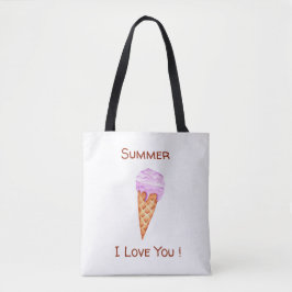 Bolsa Tote Saco de mão Minimalista Sorvete Eu Te Amo