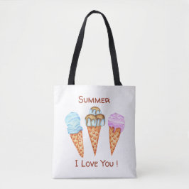 Bolsa Tote Saco de mão Minimalista Sorvete Eu Te Amo