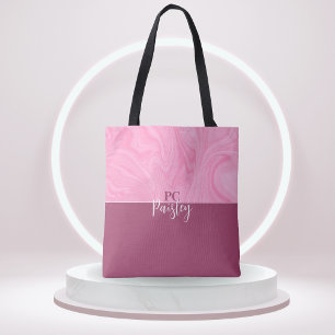 Bolsa Tote Saco de mão - Monograma Rosa Mármore Dois Tons