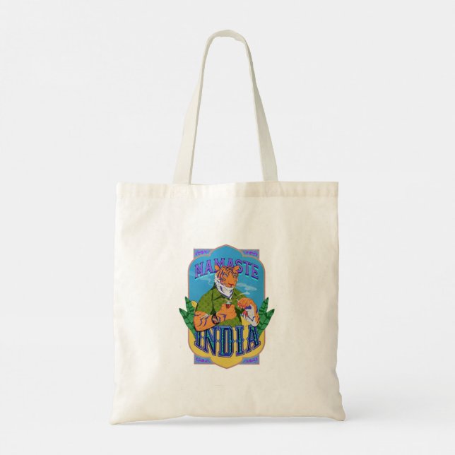 Bolsa Tote Saco de mão Namaste India Tiger (Verso)