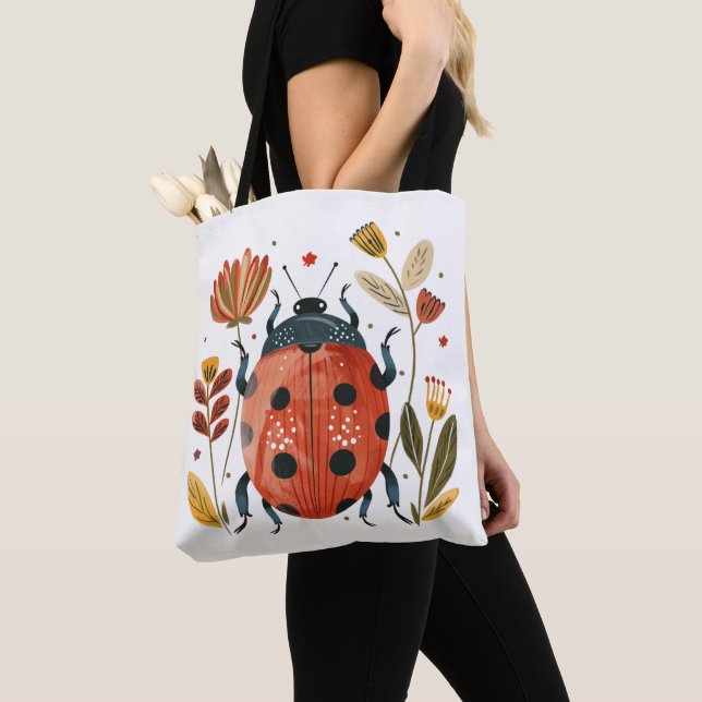 Bolsa Tote Saco de mão Nordic Ladybug (Close Up)