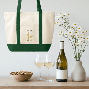 Bolsa Tote Saco de mão para amante de vinho branco com frase 