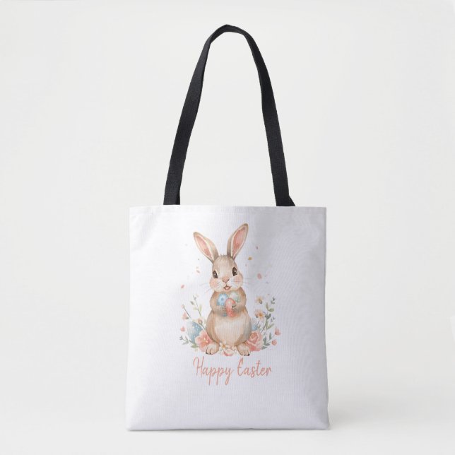 Bolsa Tote Saco de mão para caça de ovos de Páscoa Bunny para (Frente)