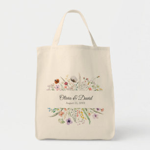 Bolsa Tote Saco de mão para casamento em prado de flores silv
