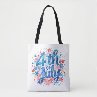 Bolsa Tote Saco de mão patriótico de 4 de julho em aquarela