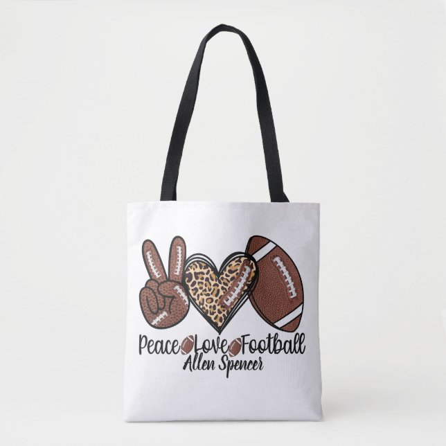 Bolsa Tote Saco de mão Paz, Amor, Futebol (Frente)