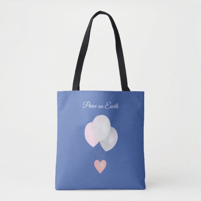 Bolsa Tote Saco de mão Peace White Balloons (Frente)