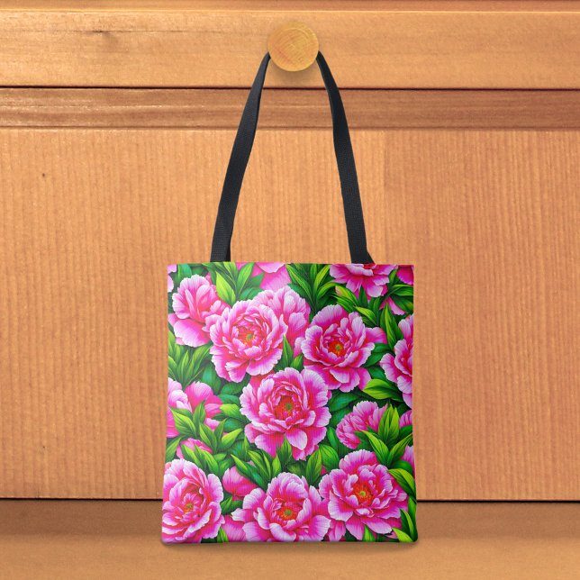 Bolsa Tote Saco de mão Peônias Rosa (Tote bag with pink peonies)
