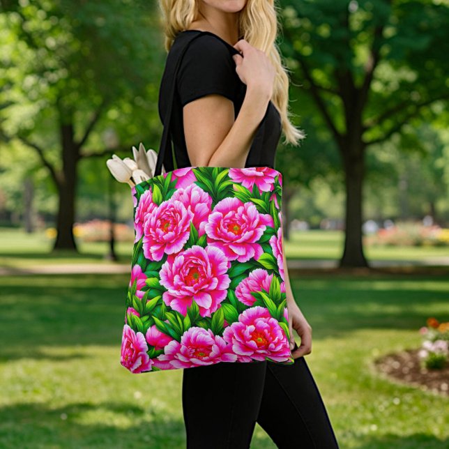 Bolsa Tote Saco de mão Peônias Rosa (Criador carregado)