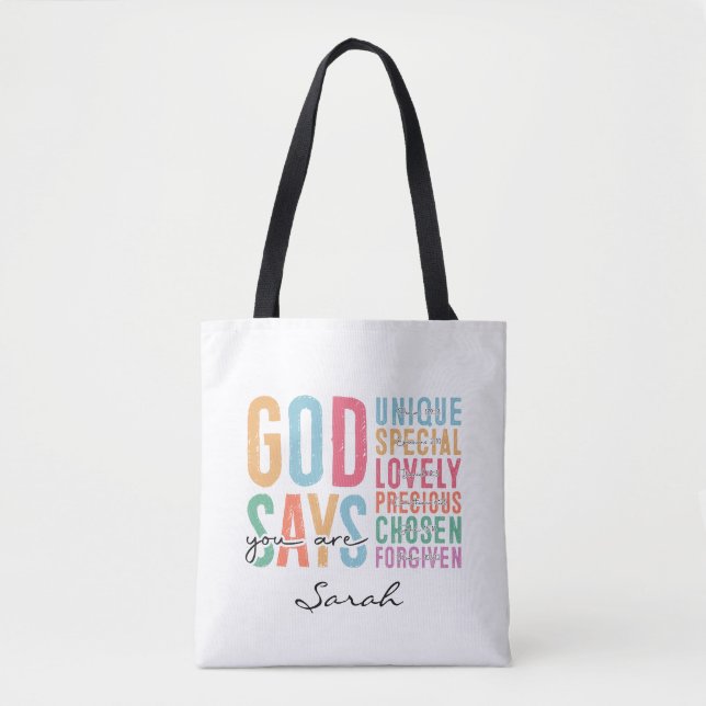 Bolsa Tote Saco de mão personalizado cristão | Versículo da B (Frente)
