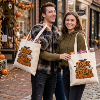 Bolsa Tote Saco de mão personalizado de Halloween - Truque ou