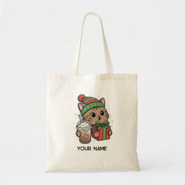 Bolsa Tote Saco de mão personalizado de Natal com gato fofo