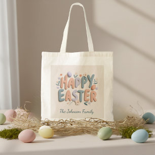 Bolsa Tote Saco de mão personalizado Feliz Páscoa para a famí