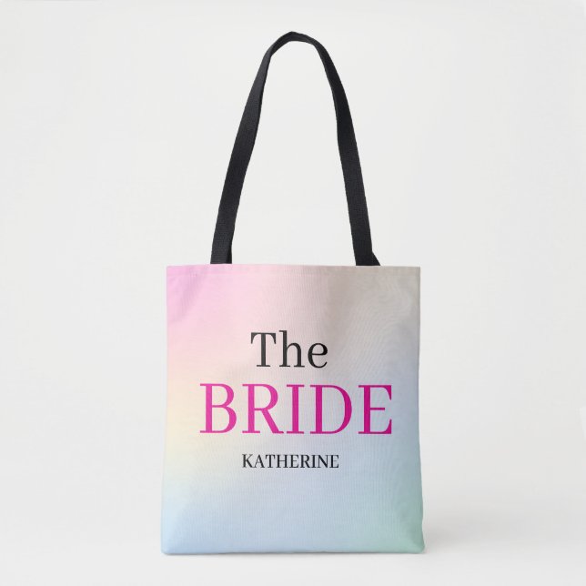 Bolsa Tote Saco de mão personalizado para noiva com gradiente (Frente)