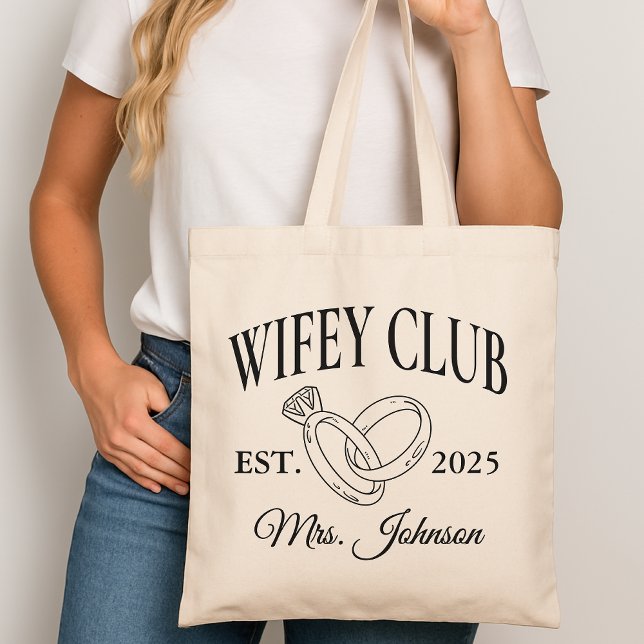 Bolsa Tote Saco de Mão Personalizado Wifey Club, Presente de  (wifey club handbag, custom name tote, gift for wife, honeymoon handbag, newlywed gift, bride tote,)