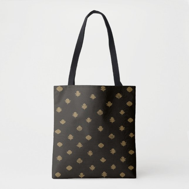 Bolsa Tote Saco de mão preto dourado (Frente)