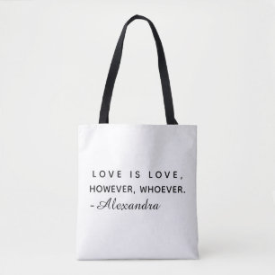 Bolsa Tote Saco de mão preto Minimalista Amor é Amor Nome Per