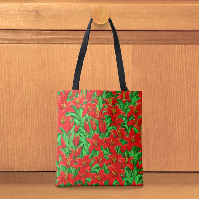 Bolsa Tote Saco de mão Red Lilies (Tote bag with red lilies)
