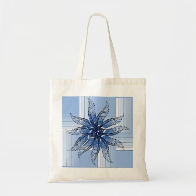 Bolsa Tote Saco de Mão - Roda de Pena em Azul (Frente)
