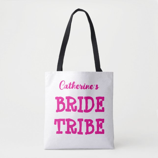 Bolsa Tote Saco de mão rosa para despedida de solteira da Bri (Frente)