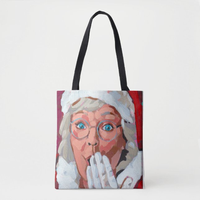 Bolsa Tote Saco de mão Sr. e Sra. Claus (Frente)