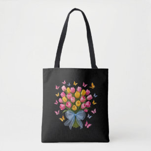 Bolsa Tote Saco de Mão Tulipas & Borboletas