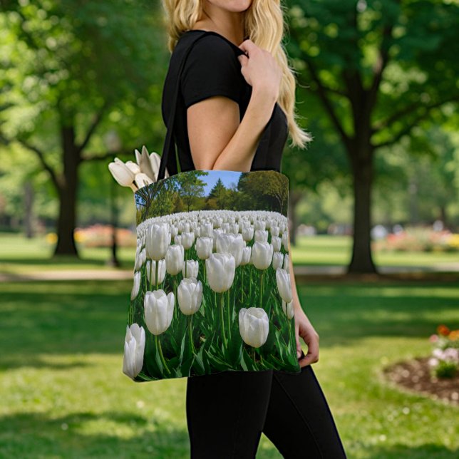 Bolsa Tote Saco de mão Tulipas Brancas (Criador carregado)