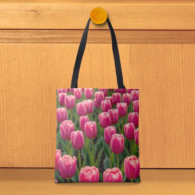 Bolsa Tote Saco de mão Tulipas Rosa (Tote bag with pink tulips)
