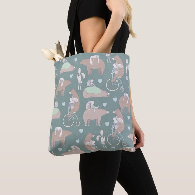 Bolsa Tote Saco de mão Urso e Coelho (Close Up)