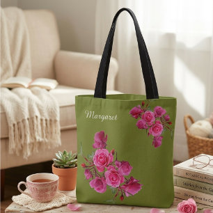 Bolsa Tote Saco de mão verde sage floral boohoo estilo artíst