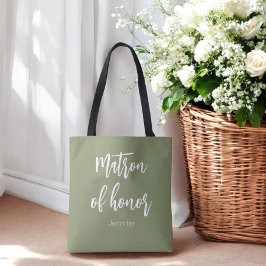 Bolsa Tote Saco de Mão Verde Sage para Matrona de Honra no Ca