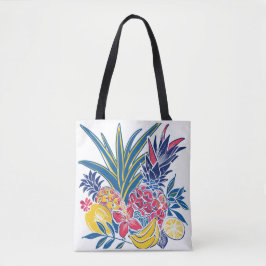 Bolsa Tote Saco de mão vibrante de frutas tropicais e flor de