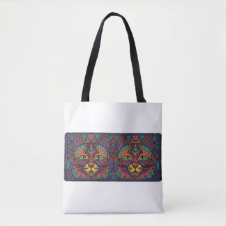 Bolsa Tote Saco de mão Vibrante Espírito Tribal Gatos