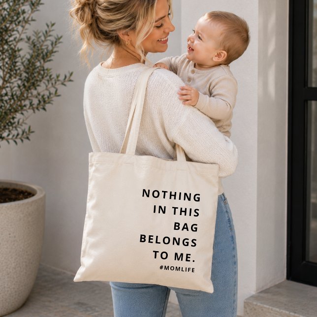 Bolsa Tote Saco de Mão Vida de Mãe | Presente Divertido com C (Funny mom life tote bag with bold quote text for school runs, errands, and playdates.)