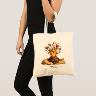 Bolsa Tote Saco de mão Volcano Hearts com nome personalizado