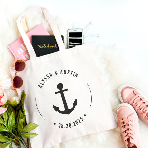 Bolsa Tote Saco de Mãos com Âncora Náutica COR EDITÁVEL Favor