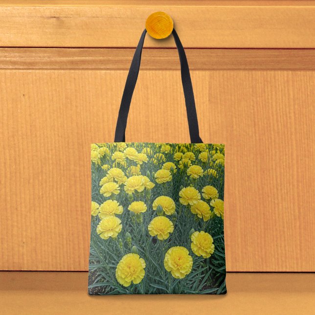 Bolsa Tote Saco de Mãos com Cravos Amarelos (Tote bag with yellow carnations)