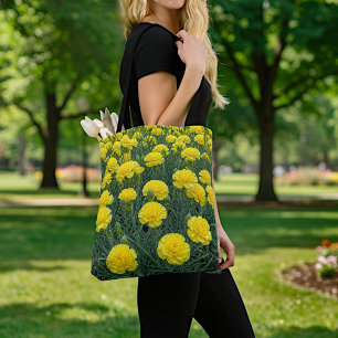 Bolsa Tote Saco de Mãos com Cravos Amarelos