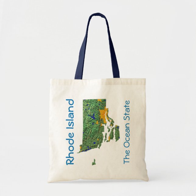 Bolsa Tote Saco de Mapa da Ilha Rhode (Frente)
