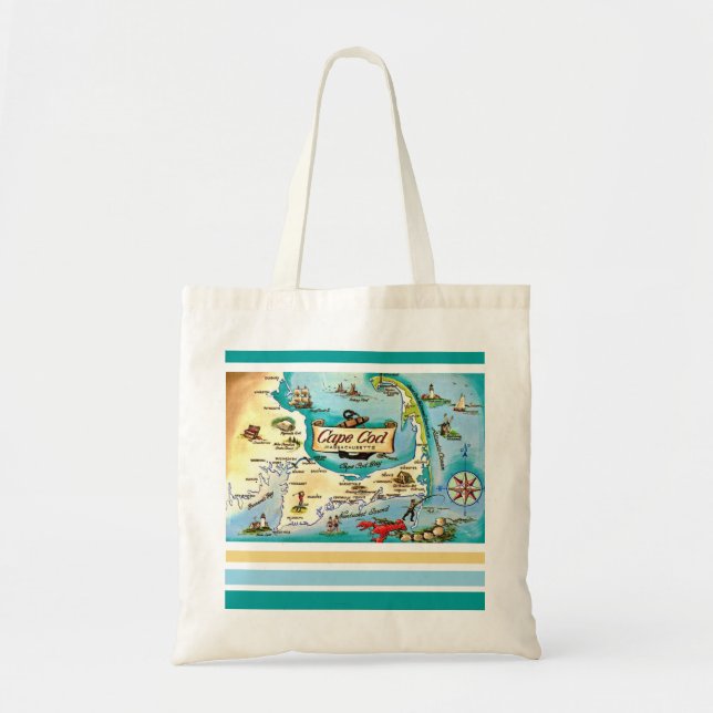 Bolsa Tote Saco de Mapa de Cape Cod MA (Frente)