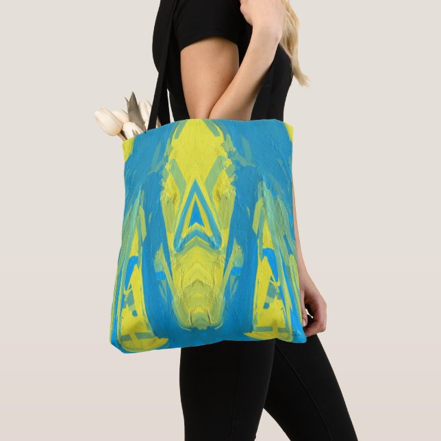 Bolsa Tote Saco de máscara azul e amarelo (Close Up)