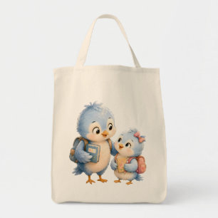 Bolsa Tote Saco de Mercado Irmãos Sweet Blue Bird
