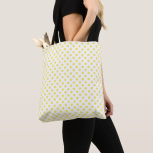 Bolsa Tote Saco de Milho Amarelo com Bolinhas e Círculos