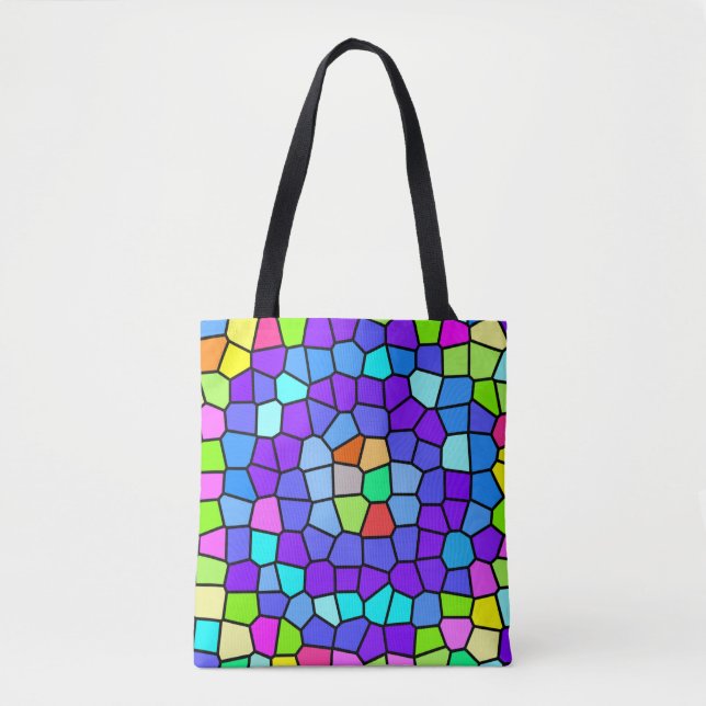 Bolsa Tote Saco de Mosaico Geométrico Colorido (Frente)