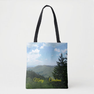 Bolsa Tote Saco de Natal com Cena de Montanha