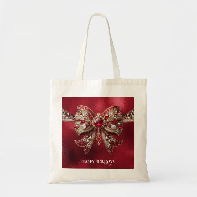 Bolsa Tote Saco de Natal com Laço Vermelho (Frente)