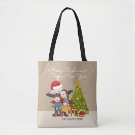 Bolsa Tote Saco de Natal da Família de Felizes Personalizadas