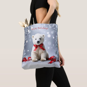 Bolsa Tote Saco de Natal de Urso Polar para Férias