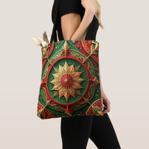 Bolsa Tote Saco de Natal Decorativo Vermelho e Verde