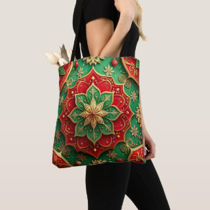 Bolsa Tote Saco de Natal Decorativo Vermelho Verde